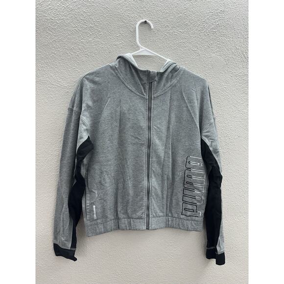 Puma Womens Jacket Size Small Gray Zip Up Puma Training Hooded Sweatshirt - Picture 1 of 11